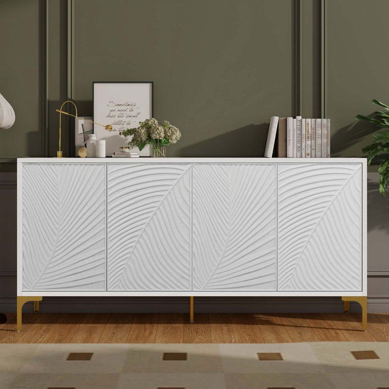 Radiant 60" Sideboard Buffet Cabinet With 4-Doors, White
