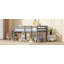 Lit mezzanine double en bois d'hévéa avec échelle, gris-337727838