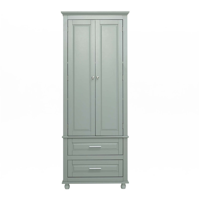 Tall Storage Cabinet With Two Drawers, Grey