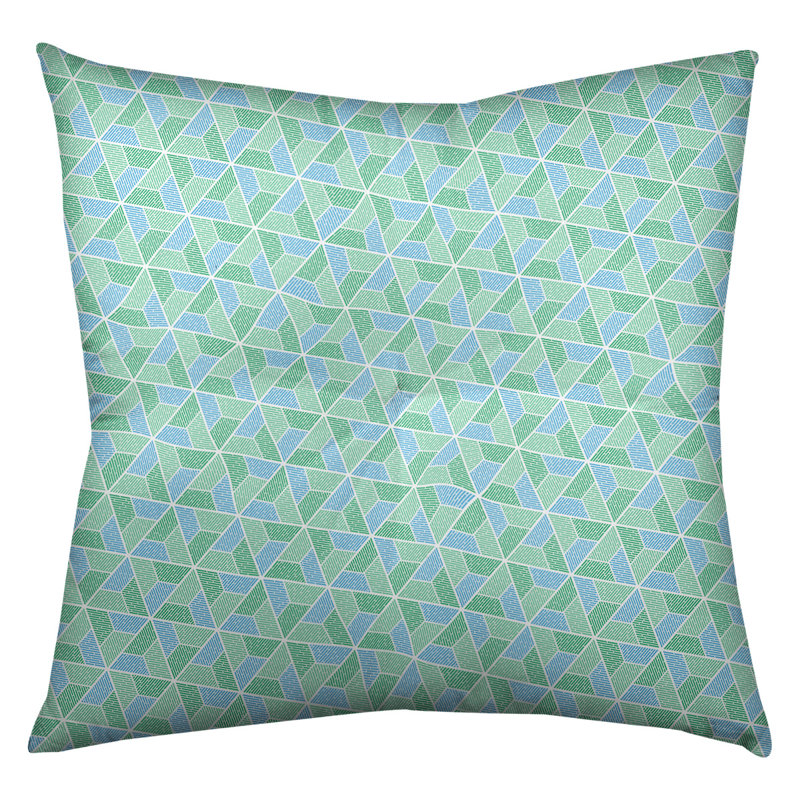Oreiller de sol Katelyn Elizabeth Trapezoids, 26 po x 26 po, Vert / bleu