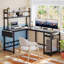 L-Shape Computer Desk 140cm x 50cm x 75cm with Adjustable Storage Rack-963932833-1004065392-1004065395