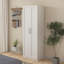 Armoire de rangement haute en MDF blanc avec 2 portes et 3 tablettes pour la cuisine ou le garde-manger