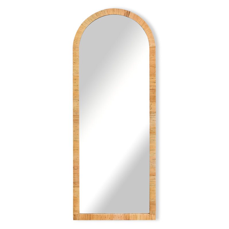 Modern & Contemporary Rattan Arched-Top 68.11" Tall Accent Floor Mirror Full Length Mirror