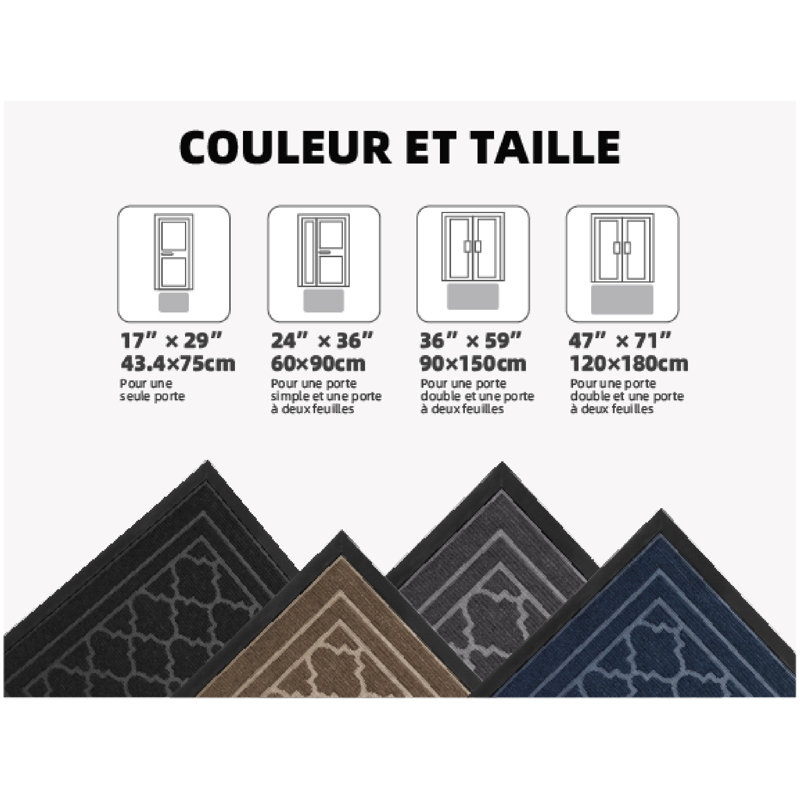 Non-Slip Mother's Day Indoor / Outdoor Doormat, 60cm W x 90cm L, Black