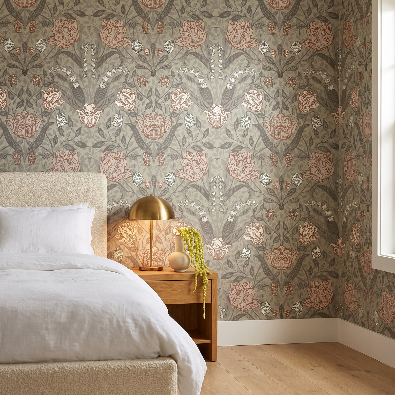 Yael Wallpaper Roll, Beige/Pink