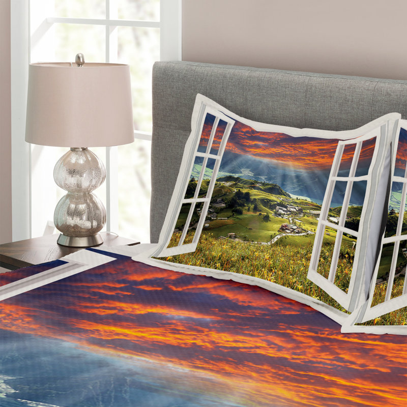 No Pattern Bedspread with Pillow Shams, 220 x 264 cm