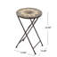 Table de bout d'extérieur pliable Silvester avec plateau en mosaïque de céramique beige et cadre en fer noir, 14 po x 14 po x 22 po, table d'appoint de patio pour le jardin, balcon, style transitionnel