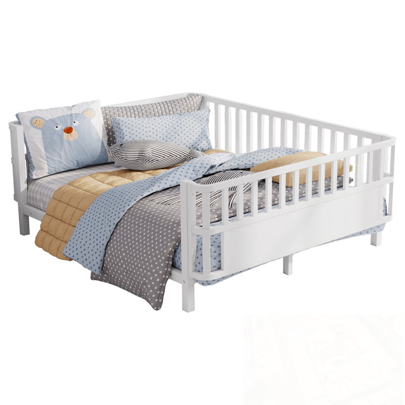 Full Size Metal Platform Zadie with Rails, White