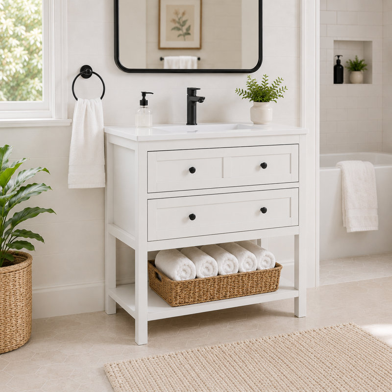 Meuble-lavabo simple Wilce Meltiva, 36", Blanc