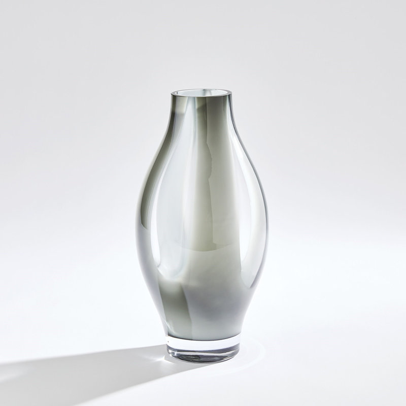 Glass Table Vase, 15.75" H x 8.25" W x 8.25" D, Gray