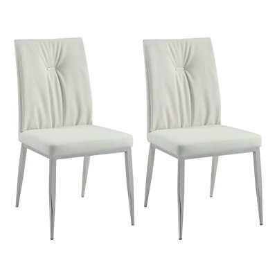 Chaise d'appoint rembourrée beige et chrome Antwaun