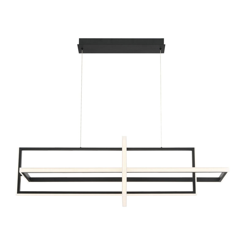 Lustre DEL, H 12,5 po x l 37,75 po x P 12,5 po, Noir, noir, noir, noir