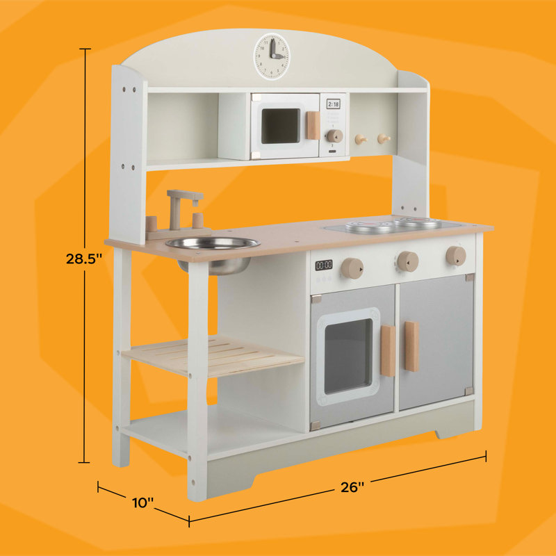 Hey! Play! Kids Kitchen Playset with Microwave, Stove, Utensils and Play Food