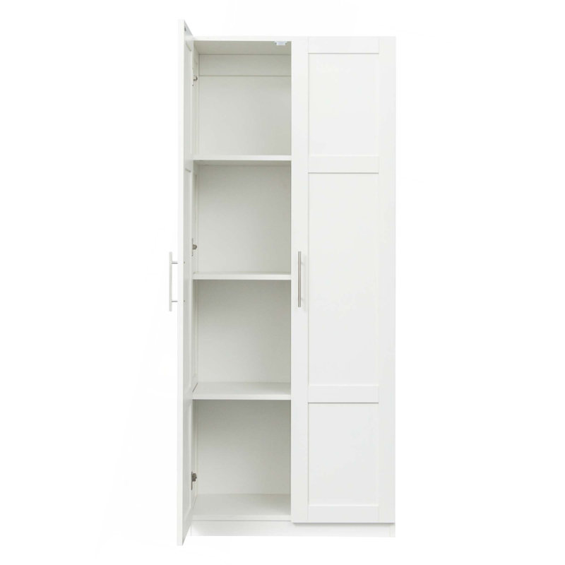 Armoires de rangement pour garde-manger avec 2 portes et 3 tablettes, Blanc