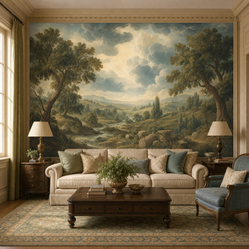 Papier peint orageux ciel nuageux, 100"x96", Non-Woven Nonpasted