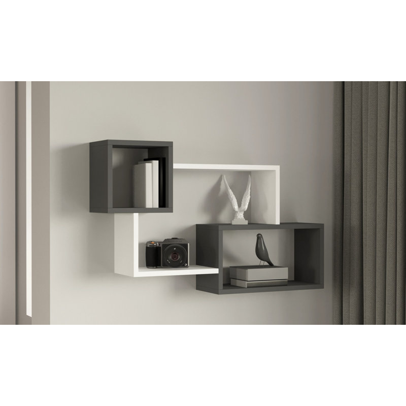 Tablette décorative 6 pièces, Blanc / gris anthracite