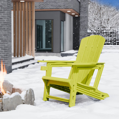 Adirondack Chair with Cup Holder All-Weather Reclining Chair for Patio Deck Backyard and Poolside