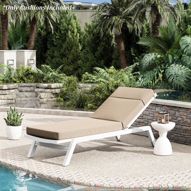 1-Piece Outdoor Chaise Lounge Chair Cushion, 80"X26"X4", Sand