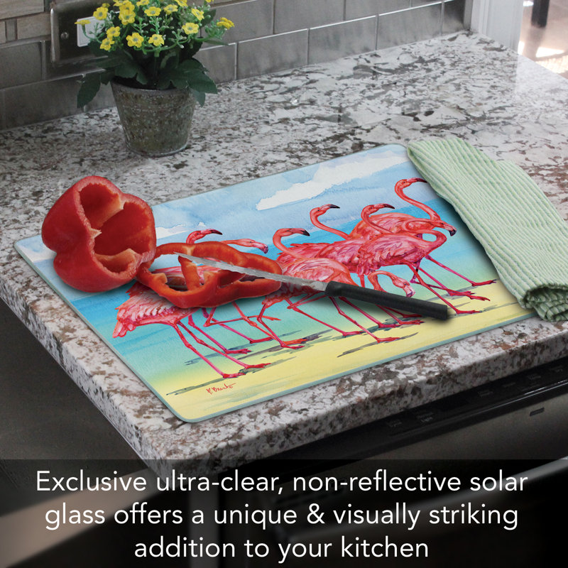 Flamingo Horizon Rectangular Tempered Glass Cutting Board 15" x 12"