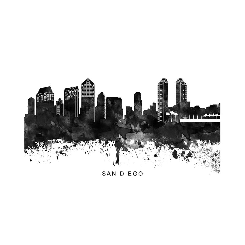 San Diego Skyline by WallDecorAddict - Wrapped Canvas Print, 66.04cm H x 101.6cm W x 1.91cm D