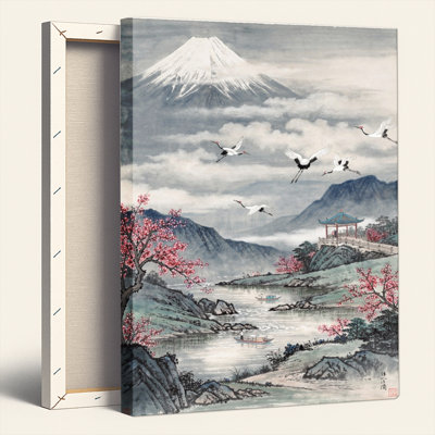 Ensemble de 1 tableau sur toile représentant le mont Fuji