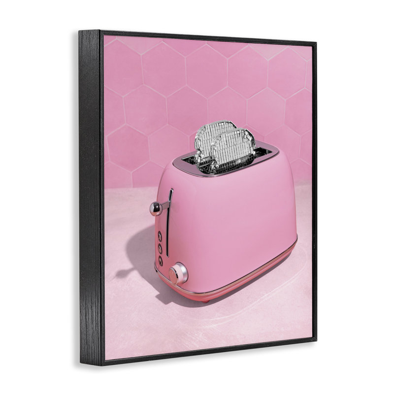 Giclée sur toile Disco Toaster sur rose, design par Lish Creative, 30 x 24, Giclée noire de minuit encadrée