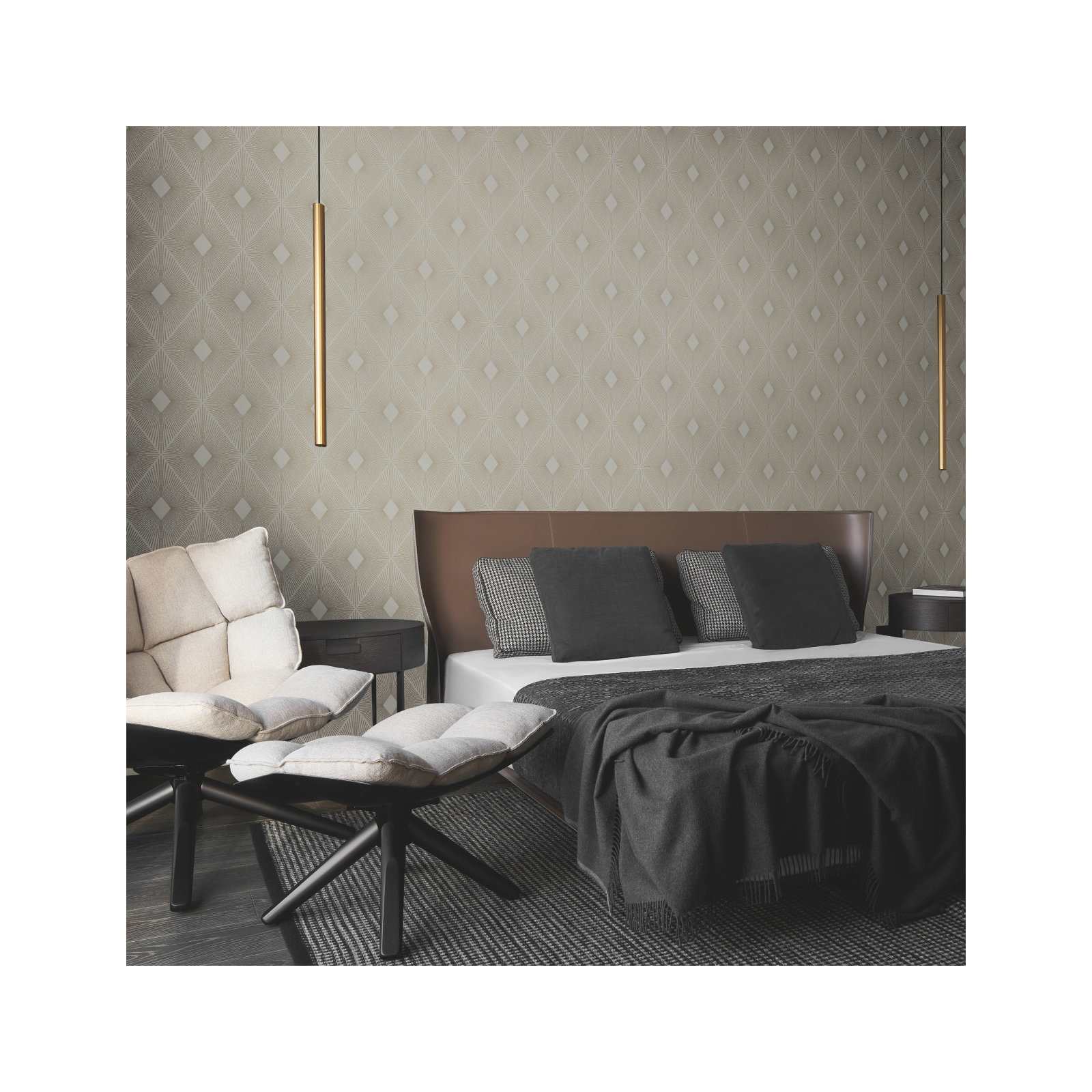 Antonina Vella Modern Metals Modern Geometric Wallpaper, Warm Grey/Gold