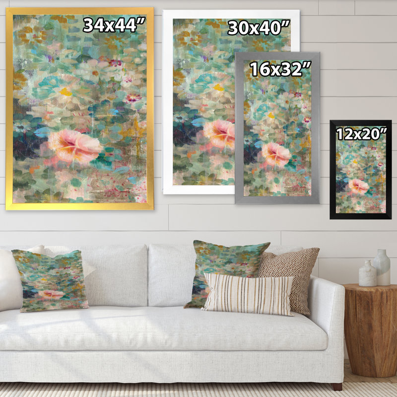 « fleur douche ii »-image sur toile, H 46 po x l 36 po x P 1,5 po, Cadre doré