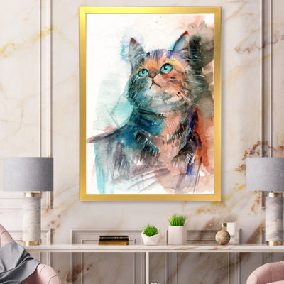 Petit chat gris aux yeux bleus - reproduction sur toile