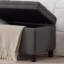 Banc de rangement rembourré capitonné à boutons, banc d'entrée en tissu de lin avec pieds en bois fuselés, banc de lit - gris foncé-1074381591-1074381595