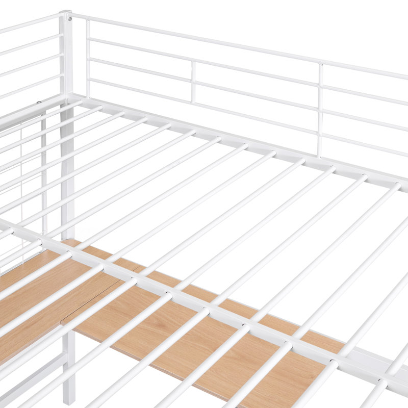 Lit mezzanine en métal avec bureau, grille en métal, structure en acier robuste, solution de rangement et d'étude fonctionnelle et peu encombrante pour n'importe quelle pièce