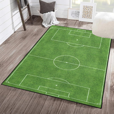 Tapis de soccer antidérapant pour terrain de football, tapis de jeu, tapis de jeu, tapis antidérapant pour salon, chambre à coucher, salle de jeux, cadeau pour les amateurs de football, 4 pi x 6 pi (47 po x 70 po)