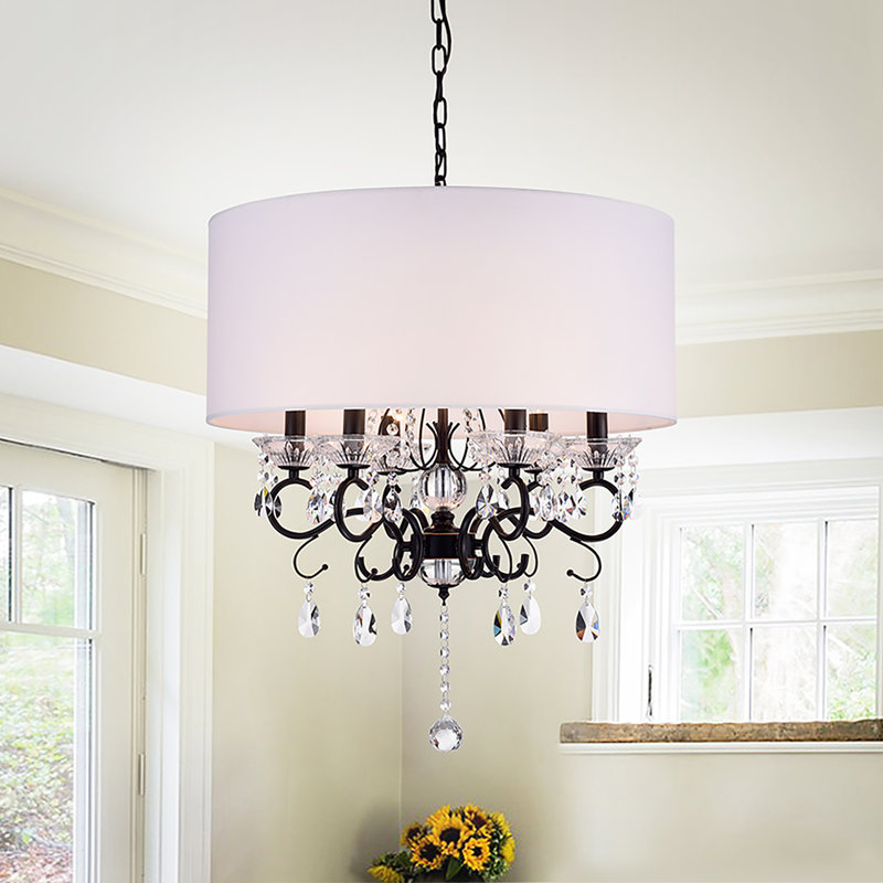 Lacombe 6 - Light Statement Drum Chandelier with Wrought Iron Accents in Oil Rubbed Bronze Finish, 25" H x 22" W x 22" D