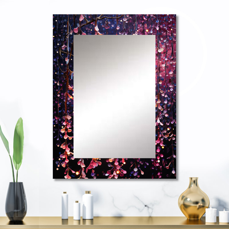 Purple and pink Canopy of Blossoms - Cherry Blossom Tree Decorative Mirror, Purple Wall Mirror, Printed Metal Art, 32" x 24"