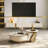 Olenolin 78.74'' Modern Media Console For TVs Up To 65" With A White Gloss Burnt, Faux Marble Countertop With Gold Stainless Steel With 4 Drawers