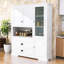 Garde-manger en bois avec tablettes de rangement, tiroirs et portes-467515556