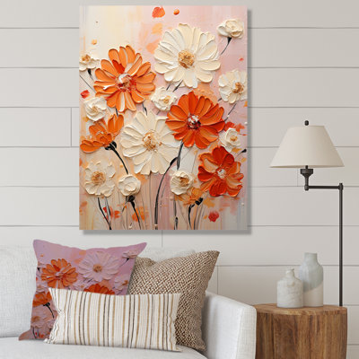 Art mural orange et beige Fiery Blooms 2 - souci
