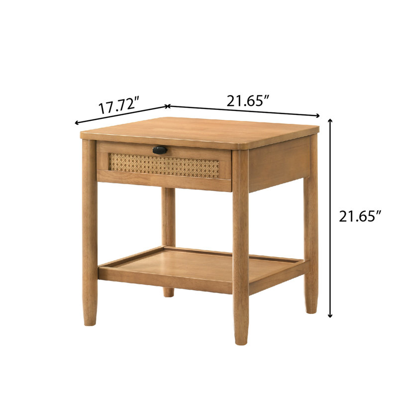 Table de chevet pour chambre à coucher avec tablette en noyer - Ajoutez une touche chic à votre tiroir et bien organisé