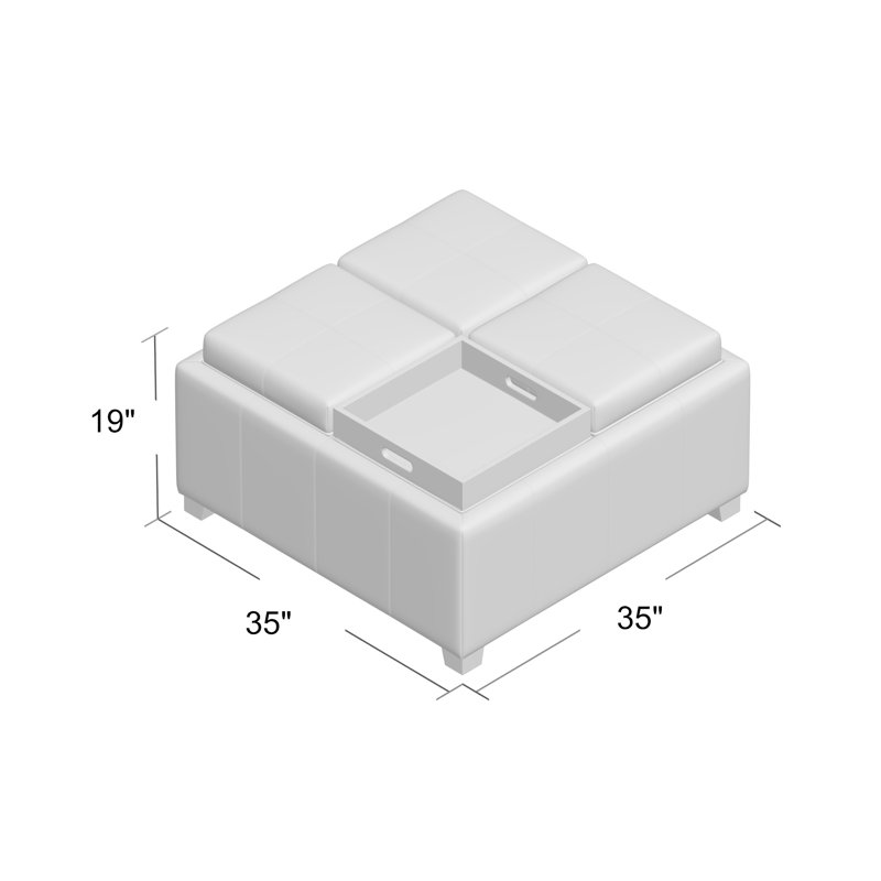 Solution de rangement cachée pour repose-pieds Jaymee-Lynn, Similicuir noir
