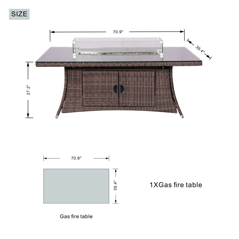 6 - Person Wicker Patio Dining Set with Rectangular Table , Cushions Included