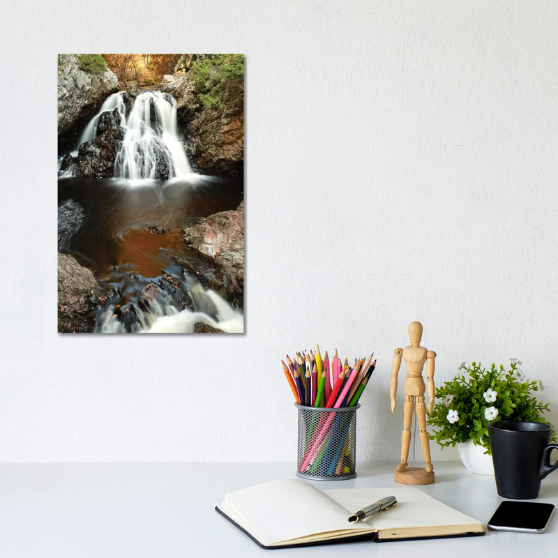 Waterfall In Autumn, Nova Scotia, Canada by Scott Leslie - Wrapped Canvas Print, 20.32 cm H x 30.48 cm W