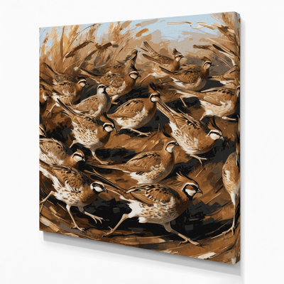 Oiseaux, art mural brun sur toile
