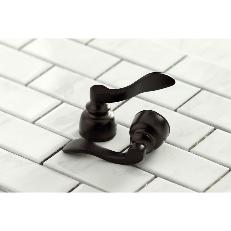 Kingston Brass NuWave French Two-Handle 4-Hole 8" Centerset Kitchen Faucet with Side Sprayer, Oil Rubbed Bronze