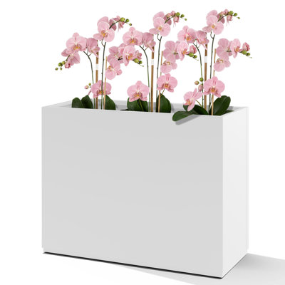 Metal Planters Box– Rectangular Large White Planter for Outdoor Plants and Garden Use,Sleek Planter Box with Drainage Holes ,Vegetables and Flowers