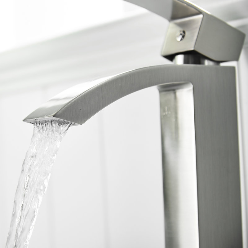 Contemporary Vanity Faucet - Brushed Nickel With 1 Hole And Matte Black Bathroom Tap In Aluminium Side
