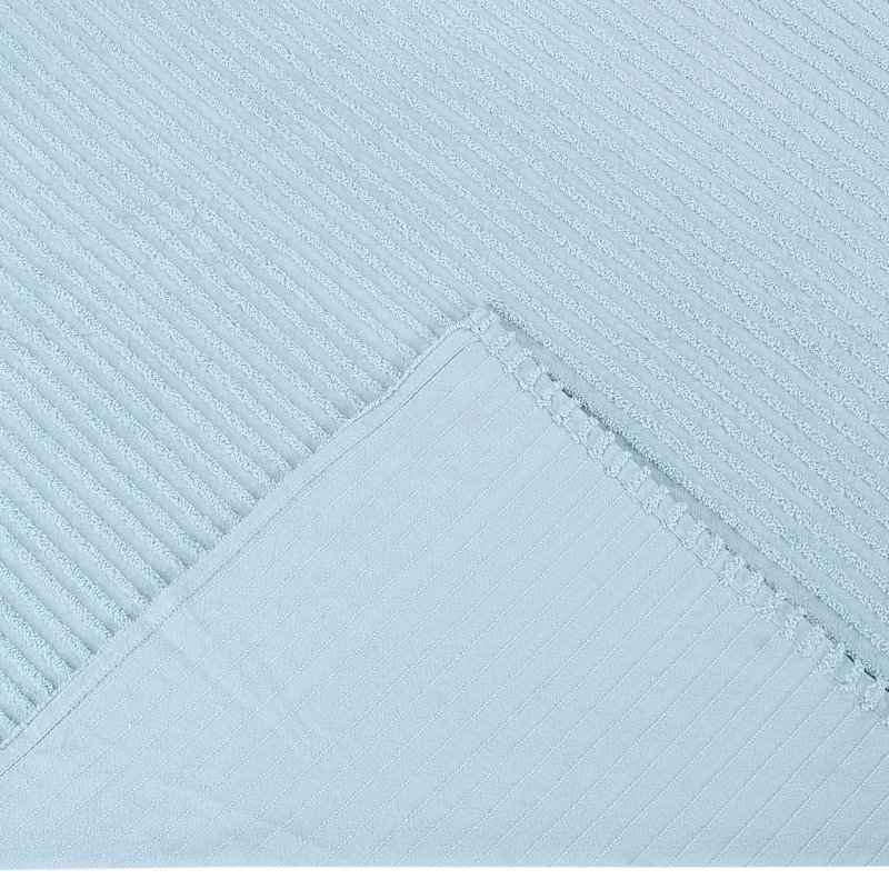 Ensemble de couvre-lit 100% coton touffeté Jullian Collection, couvre-lit à rayures classique avec taies décoratives assorties, certifié OEKO-TEX, doux, respirant, lavable à la machine, toutes saisons, bleu