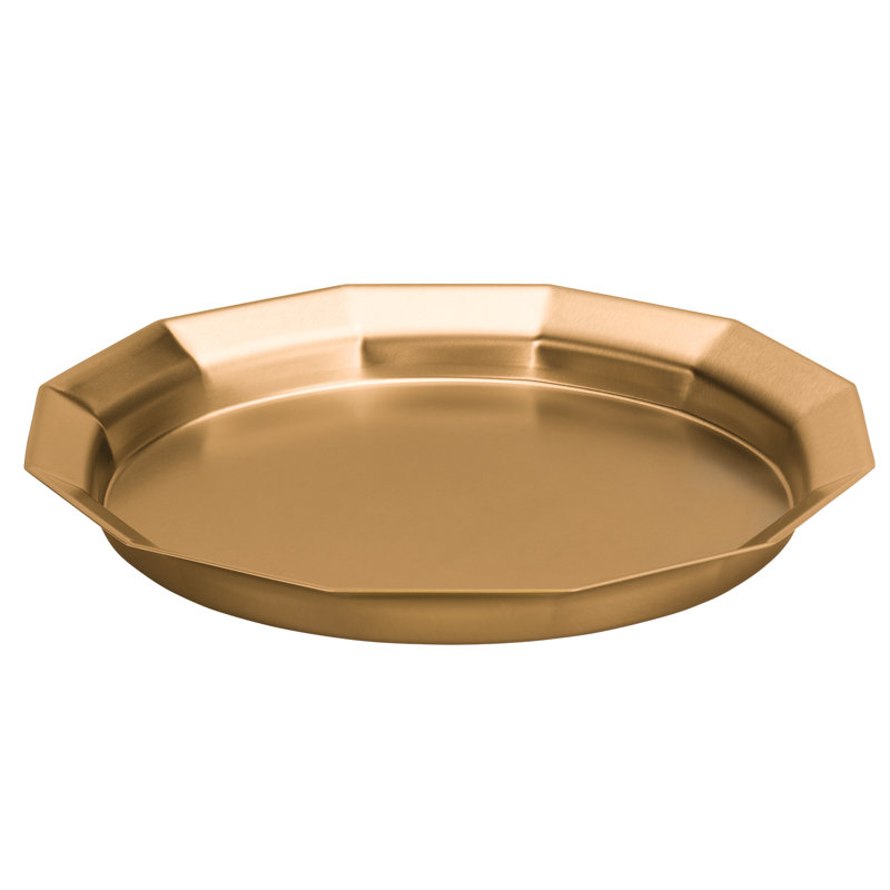 Twelve Sided Stainless Steel Tray, Gold, 1.75"H x 11" W x 11" D