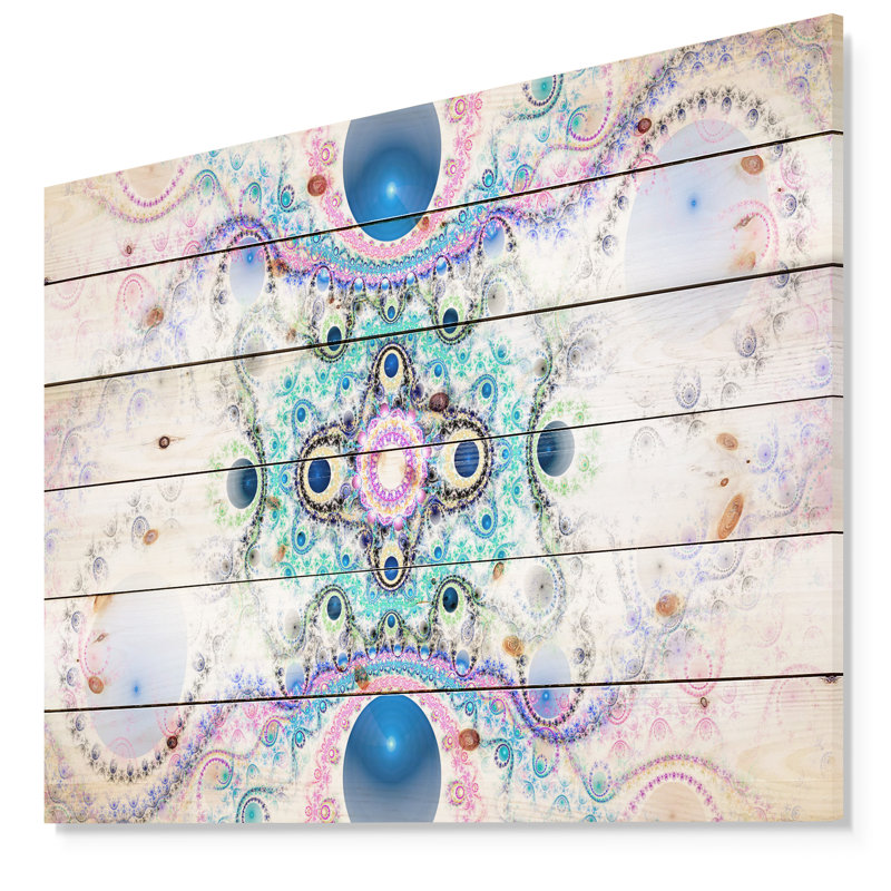 Cryptical Blue Fractal Pattern - Print, Wood, 36" H x 46" W x 0.78" D