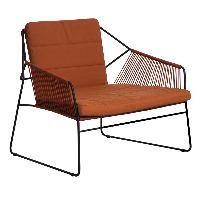 Sandur Patio Chair with Cushions, Cayenne, White Rope/Anthracite Frame