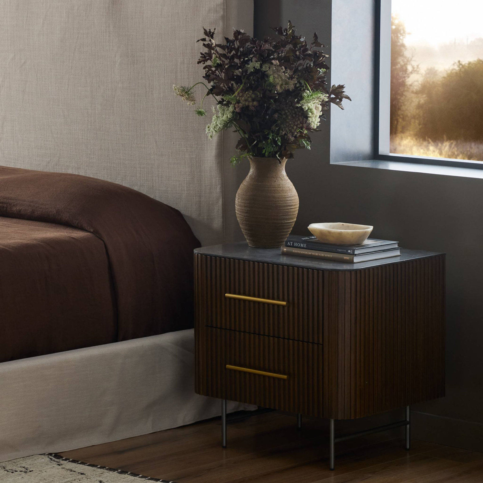 Geira 2 - Drawer Nightstand, Terra Brown